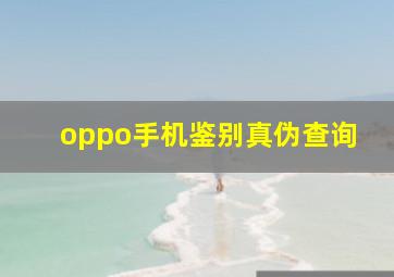 oppo手机鉴别真伪查询