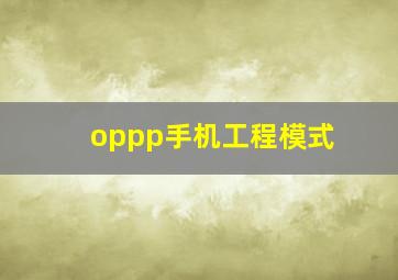 oppp手机工程模式