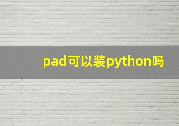 pad可以装python吗