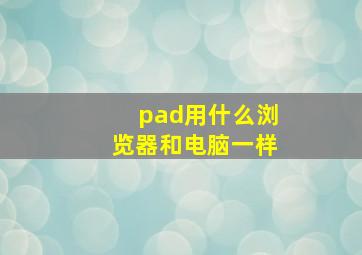 pad用什么浏览器和电脑一样