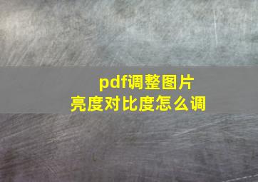 pdf调整图片亮度对比度怎么调