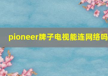 pioneer牌子电视能连网络吗