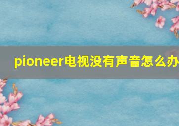 pioneer电视没有声音怎么办