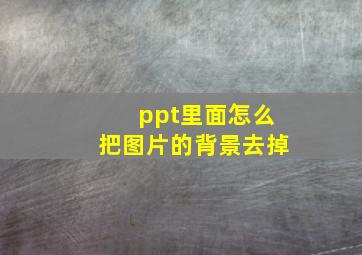 ppt里面怎么把图片的背景去掉