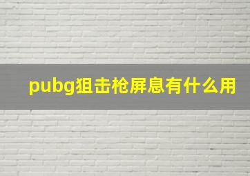 pubg狙击枪屏息有什么用