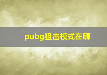 pubg狙击模式在哪