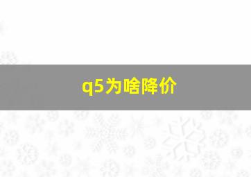 q5为啥降价