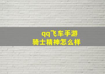 qq飞车手游骑士精神怎么样