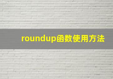 roundup函数使用方法