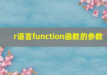 r语言function函数的参数