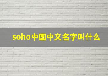 soho中国中文名字叫什么