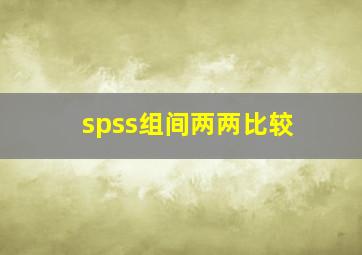 spss组间两两比较