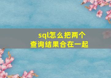 sql怎么把两个查询结果合在一起