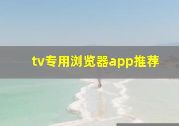 tv专用浏览器app推荐