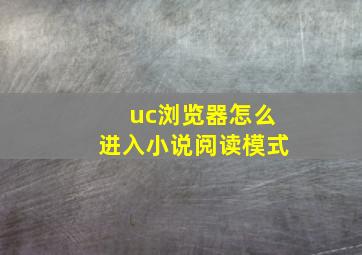 uc浏览器怎么进入小说阅读模式