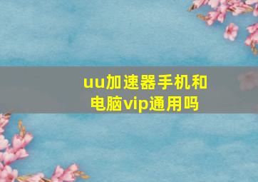 uu加速器手机和电脑vip通用吗