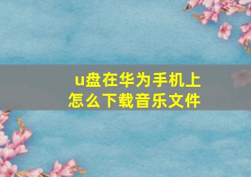 u盘在华为手机上怎么下载音乐文件