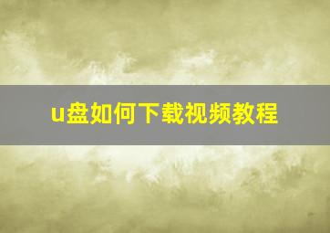 u盘如何下载视频教程