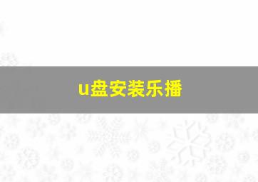 u盘安装乐播