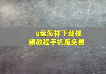 u盘怎样下载视频教程手机版免费