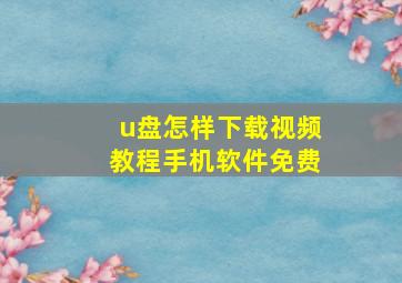 u盘怎样下载视频教程手机软件免费