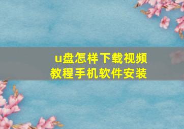 u盘怎样下载视频教程手机软件安装