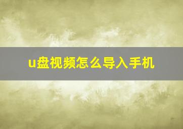 u盘视频怎么导入手机