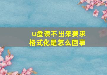 u盘读不出来要求格式化是怎么回事