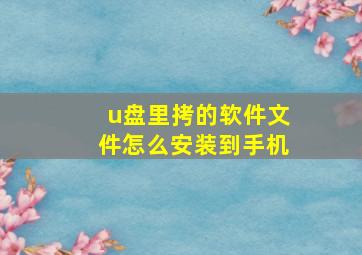 u盘里拷的软件文件怎么安装到手机