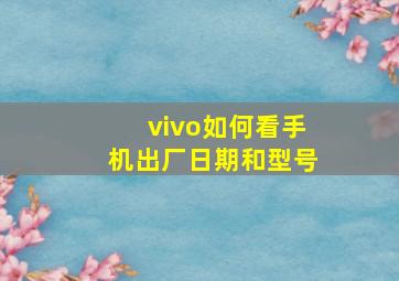 vivo如何看手机出厂日期和型号