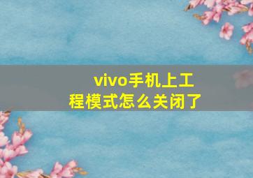 vivo手机上工程模式怎么关闭了