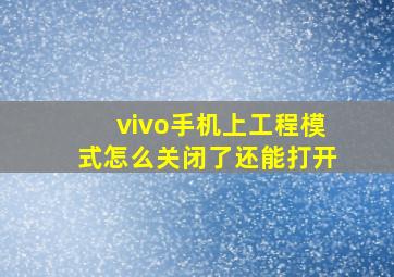 vivo手机上工程模式怎么关闭了还能打开