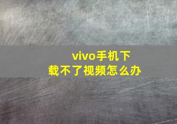 vivo手机下载不了视频怎么办