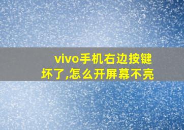 vivo手机右边按键坏了,怎么开屏幕不亮