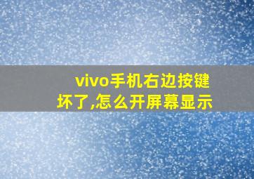 vivo手机右边按键坏了,怎么开屏幕显示