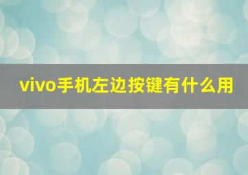 vivo手机左边按键有什么用