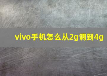 vivo手机怎么从2g调到4g