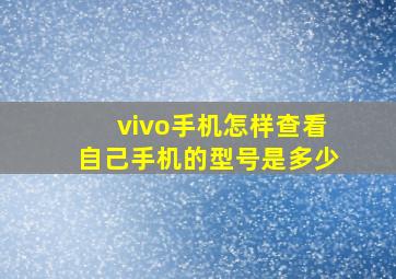 vivo手机怎样查看自己手机的型号是多少