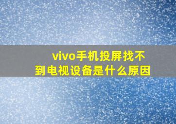 vivo手机投屏找不到电视设备是什么原因