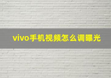 vivo手机视频怎么调曝光