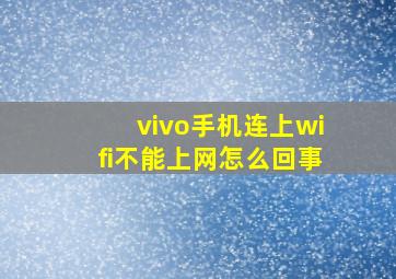 vivo手机连上wifi不能上网怎么回事