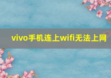 vivo手机连上wifi无法上网