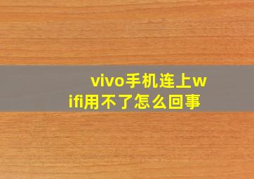 vivo手机连上wifi用不了怎么回事