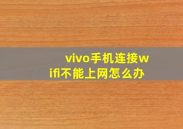 vivo手机连接wifi不能上网怎么办