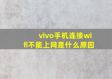 vivo手机连接wifi不能上网是什么原因