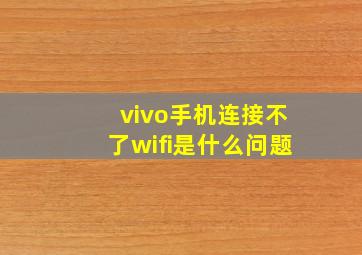 vivo手机连接不了wifi是什么问题