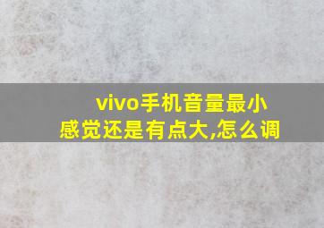 vivo手机音量最小感觉还是有点大,怎么调