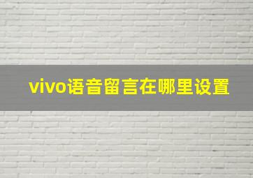 vivo语音留言在哪里设置