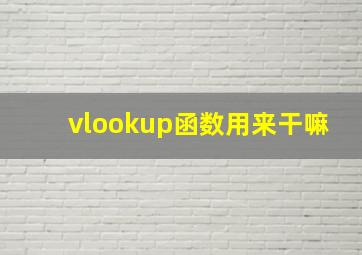 vlookup函数用来干嘛