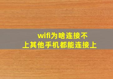 wifi为啥连接不上其他手机都能连接上